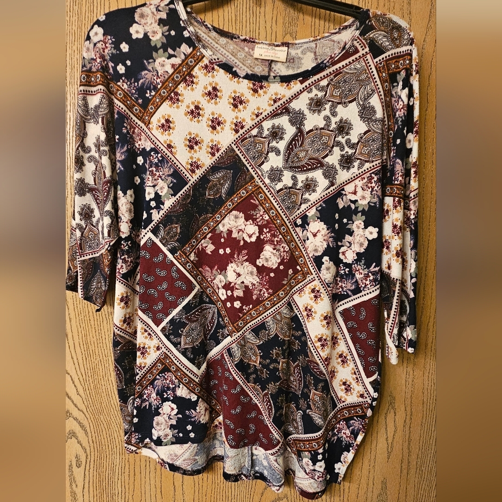 Bobbie Brooks Multicolor Patchwork Blouse